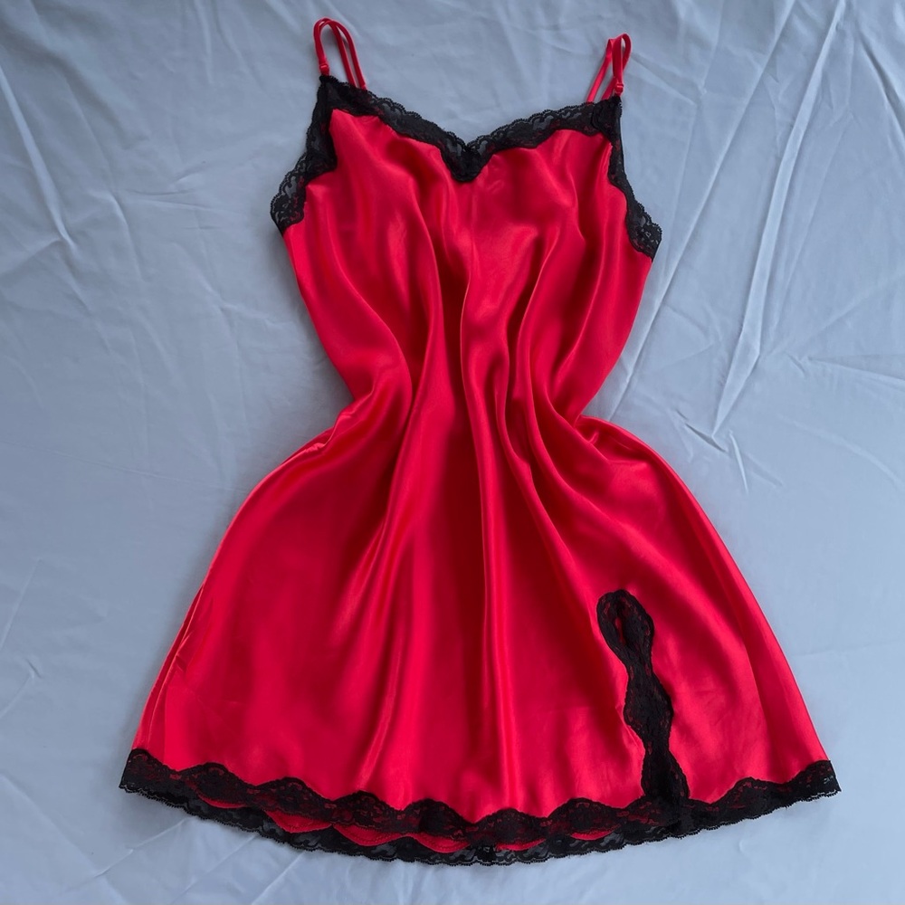 Victoria’s Secret | Red Silky Lace Chemise Lingerie Slip Dress